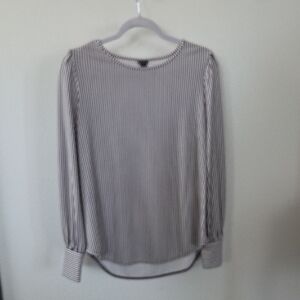 Ann Taylor Brown and White Striped Top